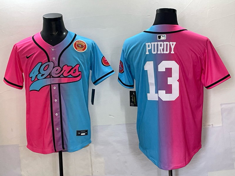 Men San Francisco 49ers #13 Purdy Blue pink Nike Limited NFL 2025 Jersey 004->oakland raiders->NFL Jersey
